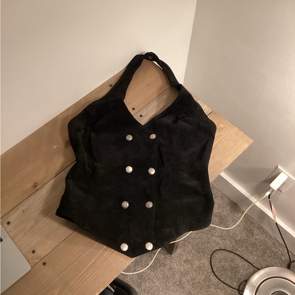 Harley-Davidson Black Leather Halter Top